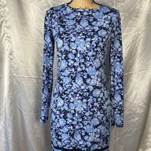 baby blue and dark blue  floral long sleeve dress Michael Kors size xs
